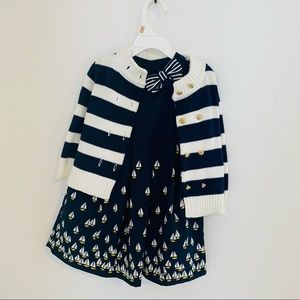 Janie and jack dress sweater set sail boats 18-24
